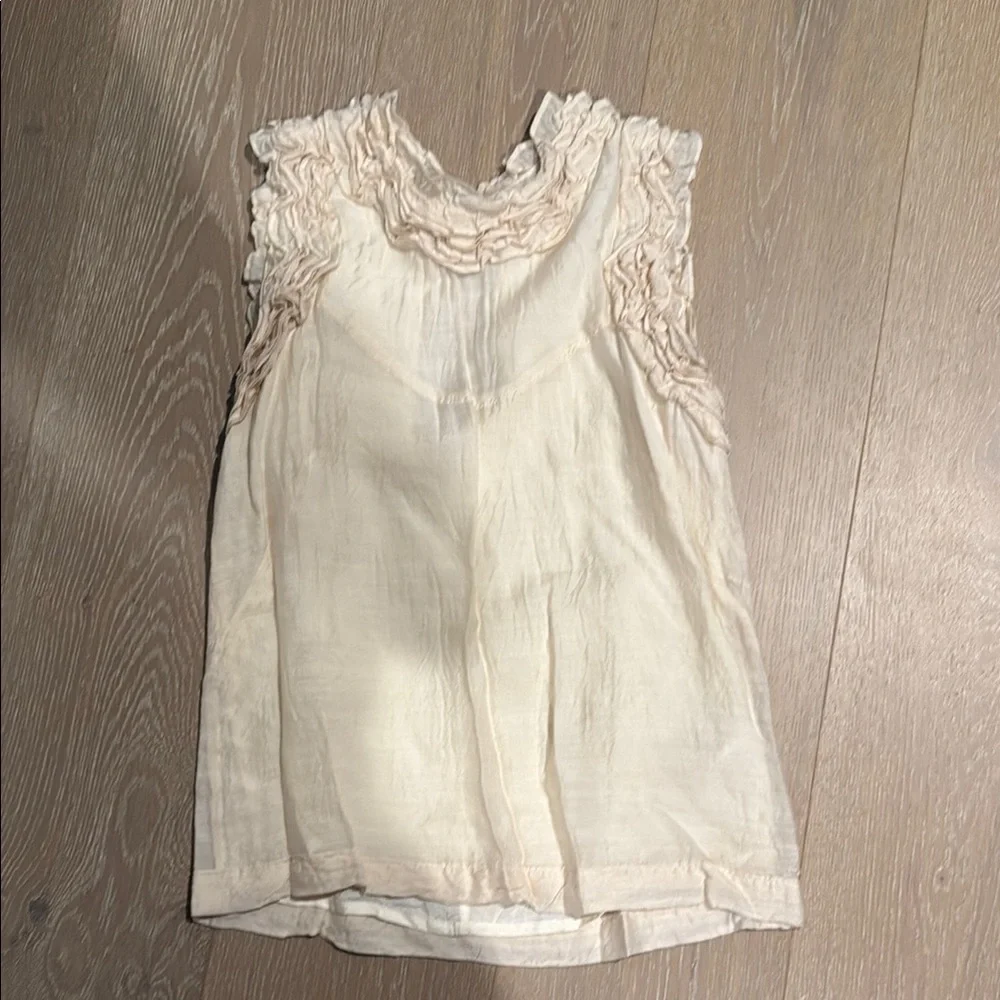 Cream Sleeveless Ruffled Top - Picture 1 of 4